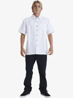 Shop Quiksilver Waterman Manele Bay Short Sleeve Shirt White
