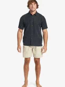 Fashion Quiksilver Waterman Manele Bay Short Sleeve Shirt Black