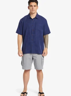 Cheap Quiksilver Waterman Manele Bay Short Sleeve Shirt Medieval Blue