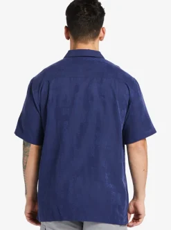 Cheap Quiksilver Waterman Manele Bay Short Sleeve Shirt Medieval Blue