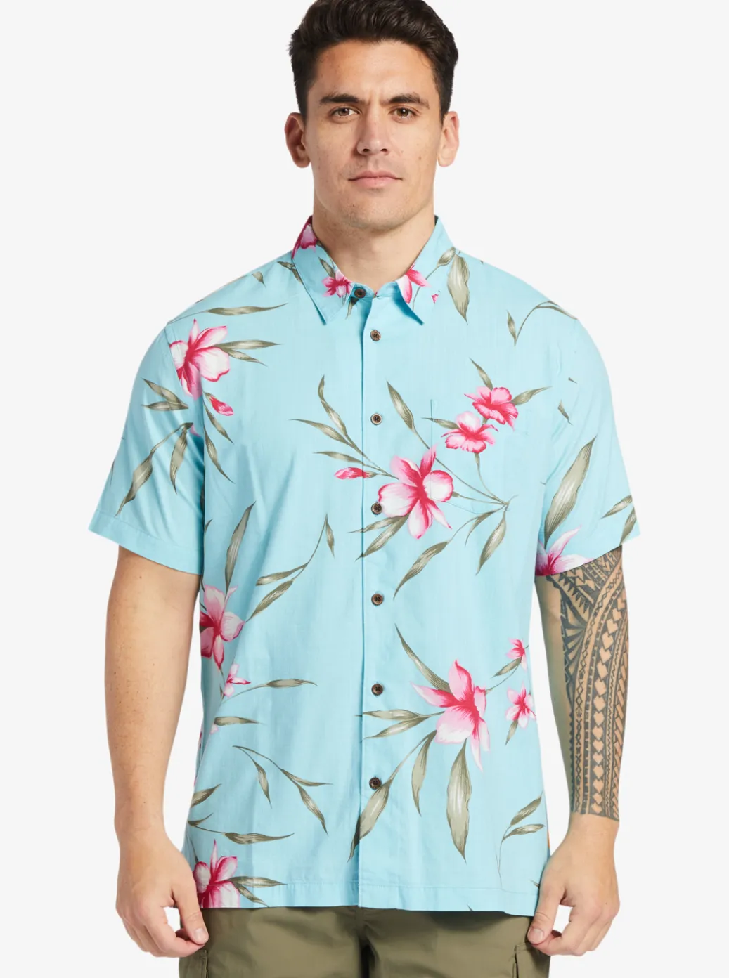 Discount Quiksilver Waterman Night Bloomer Woven Shirt Gulf Stream Night Bloomer