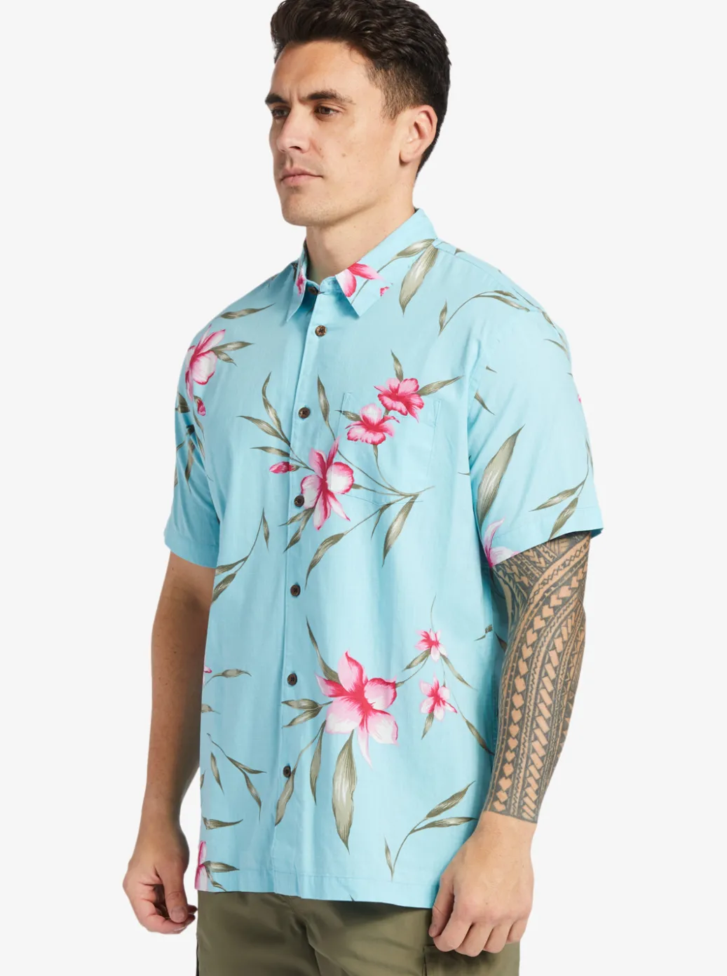 Discount Quiksilver Waterman Night Bloomer Woven Shirt Gulf Stream Night Bloomer