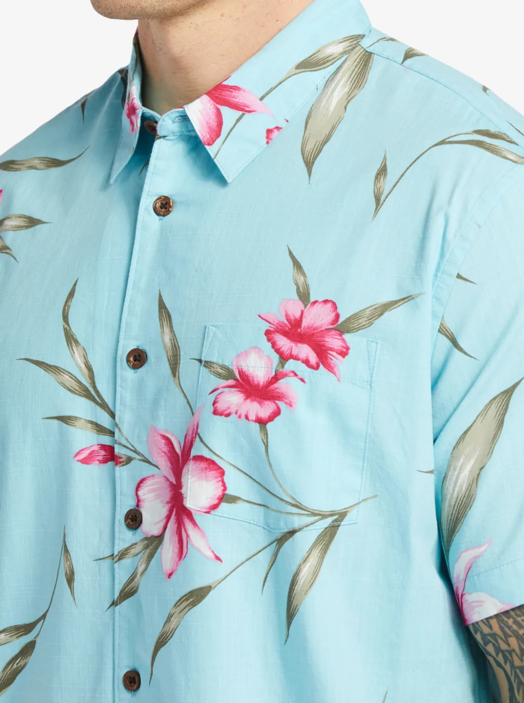 Discount Quiksilver Waterman Night Bloomer Woven Shirt Gulf Stream Night Bloomer
