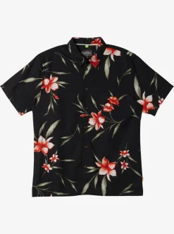 Clearance Quiksilver Waterman Night Bloomer Woven Shirt Black Night Bloomer