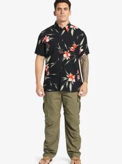 Clearance Quiksilver Waterman Night Bloomer Woven Shirt Black Night Bloomer