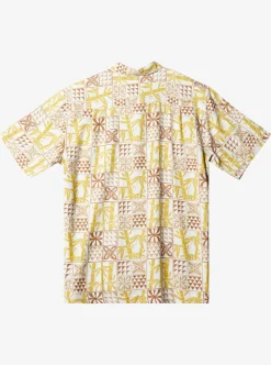 Store Quiksilver Waterman Plaid Flight Short Sleeve Shirt Brown Rice Checked Flight