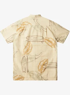 New Quiksilver Waterman Right Point Short Sleeve Shirt Brown Rice Right Point