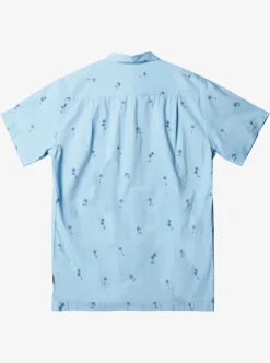 Sale Quiksilver Waterman Sail Palm Short Sleeve Shirt Dusk Blue Sail Palms