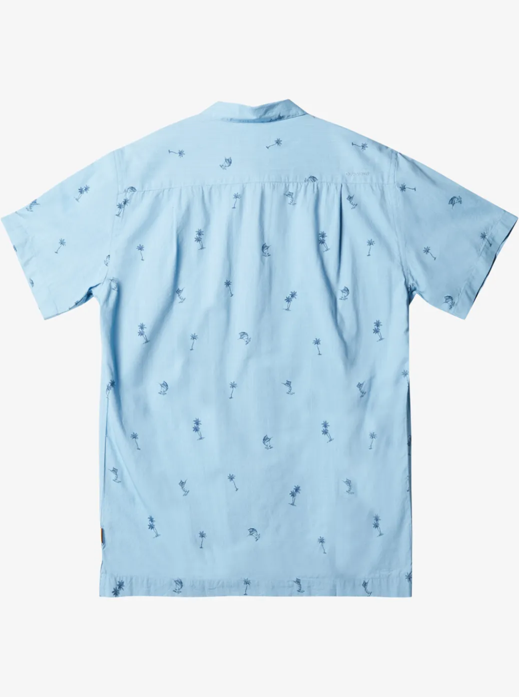 Sale Quiksilver Waterman Sail Palm Short Sleeve Shirt Dusk Blue Sail Palms