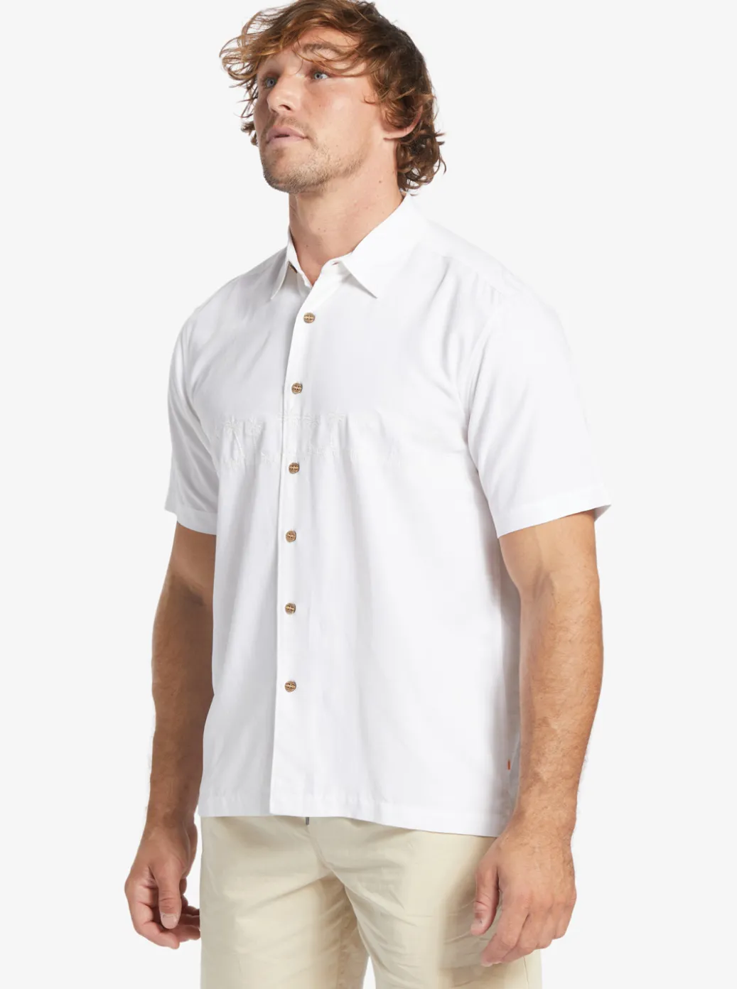 Online Quiksilver Waterman Tahiti Palms Premium Anti-Wrinkle Shirt White
