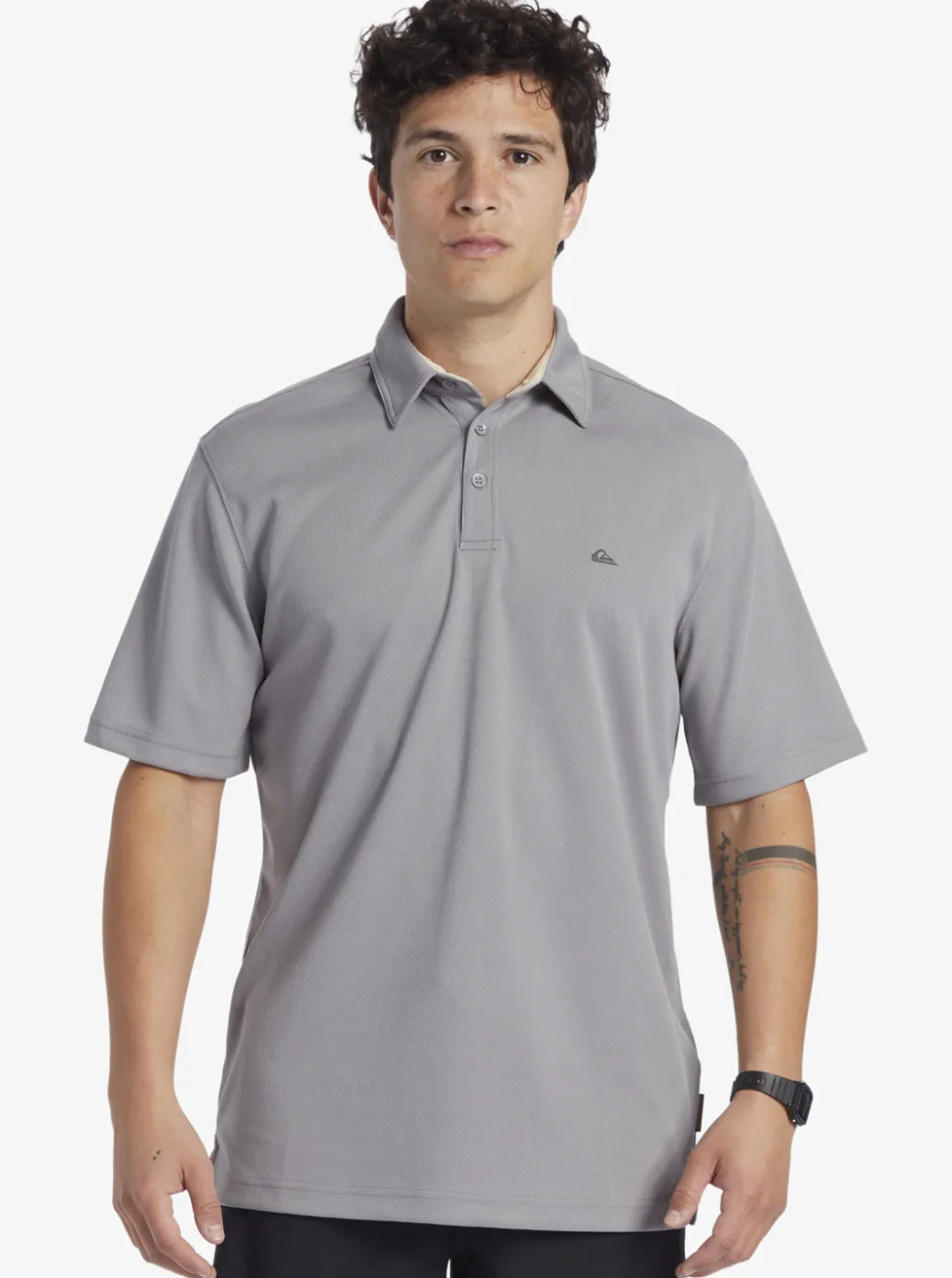 New Quiksilver Waterman Water Short Sleeve Polo Shirt Sharkskin