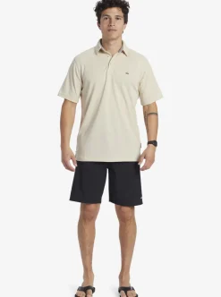 Best Quiksilver Waterman Water Short Sleeve Polo Shirt Brown Rice