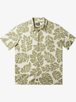 Fashion Quiksilver Waterman Waterfall Rain Short Sleeve Shirt Tea Waterfall Rain