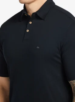 New Quiksilver Waterman Waterpolo Short Sleeve Polo Shirt Black
