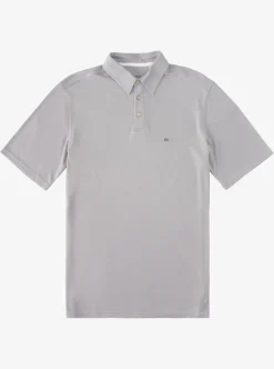 Hot Quiksilver Waterman Waterpolo Short Sleeve Polo Shirt Sharkskin