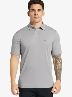 Hot Quiksilver Waterman Waterpolo Short Sleeve Polo Shirt Sharkskin