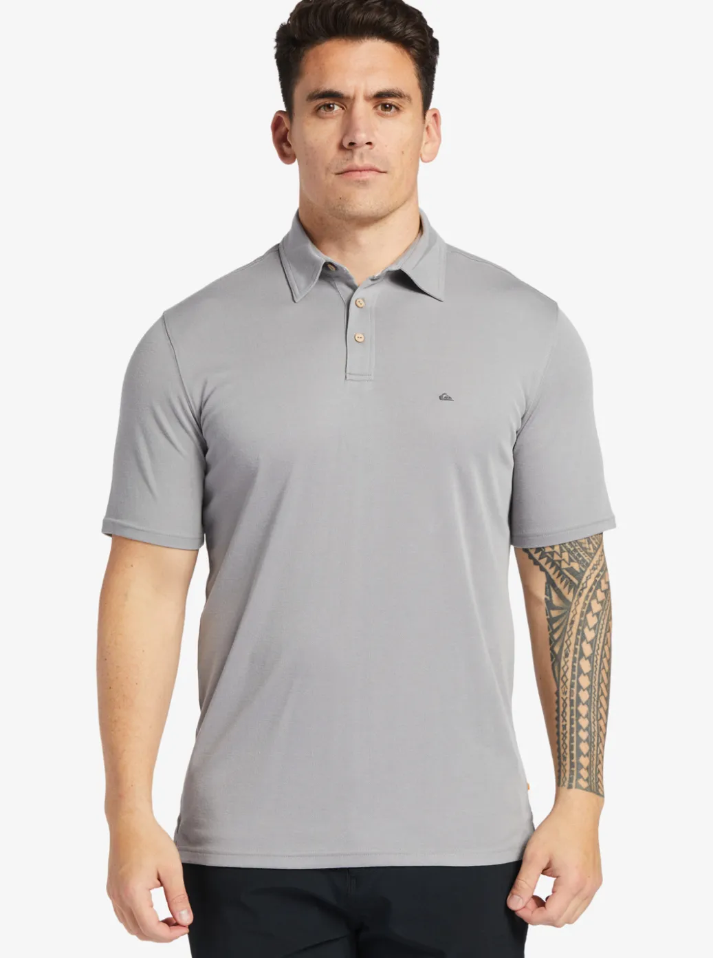 Hot Quiksilver Waterman Waterpolo Short Sleeve Polo Shirt Sharkskin