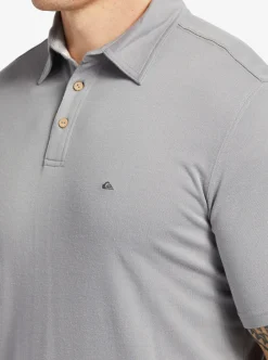 Hot Quiksilver Waterman Waterpolo Short Sleeve Polo Shirt Sharkskin