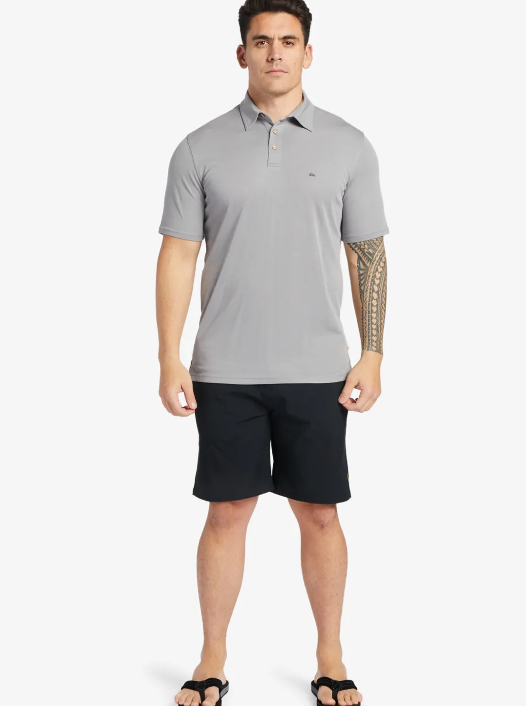 Hot Quiksilver Waterman Waterpolo Short Sleeve Polo Shirt Sharkskin