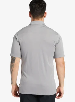 Hot Quiksilver Waterman Waterpolo Short Sleeve Polo Shirt Sharkskin